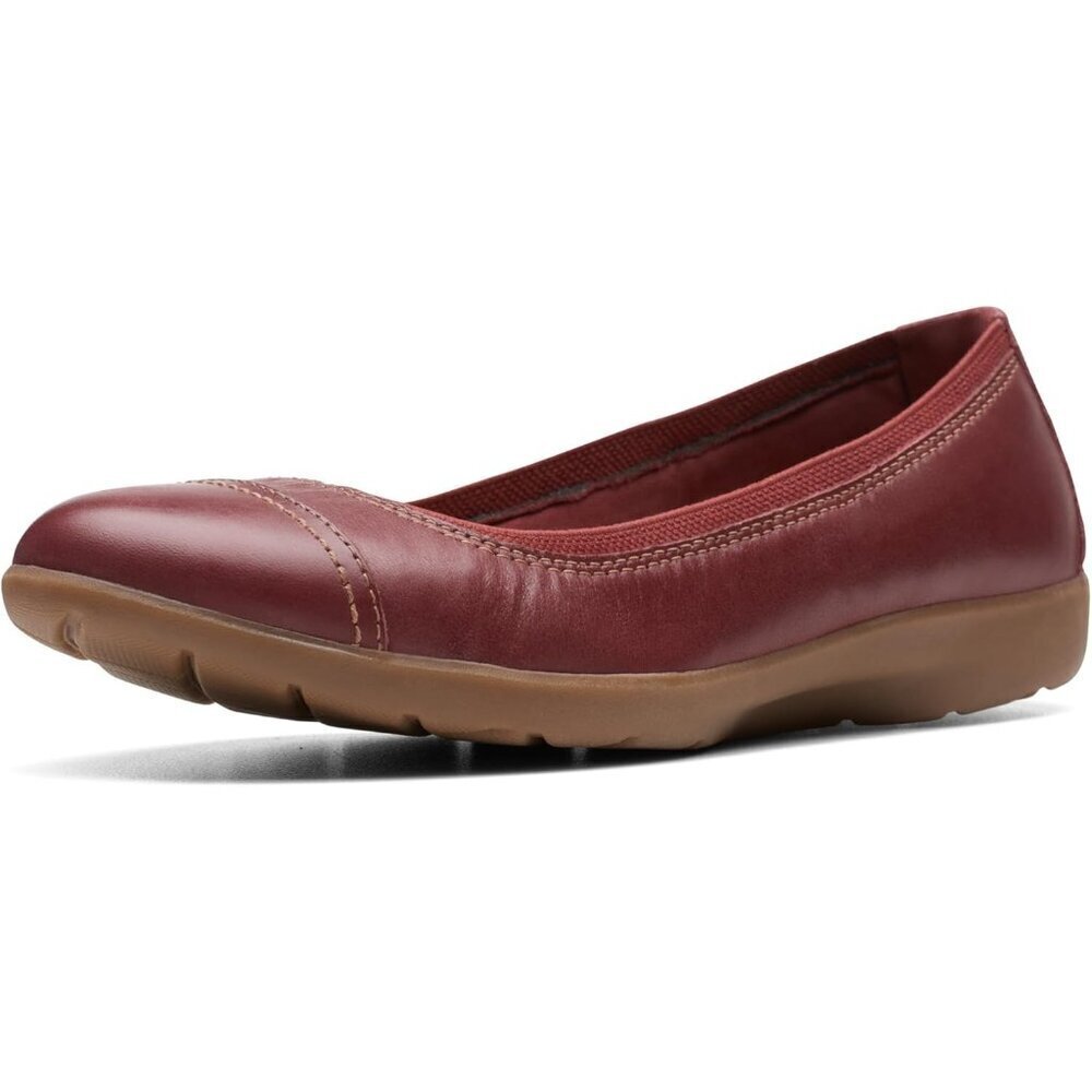 Clarks Womens Chestnut Leather Closed Pointed Toe Meadow Opal Ballet Flat Shoes
